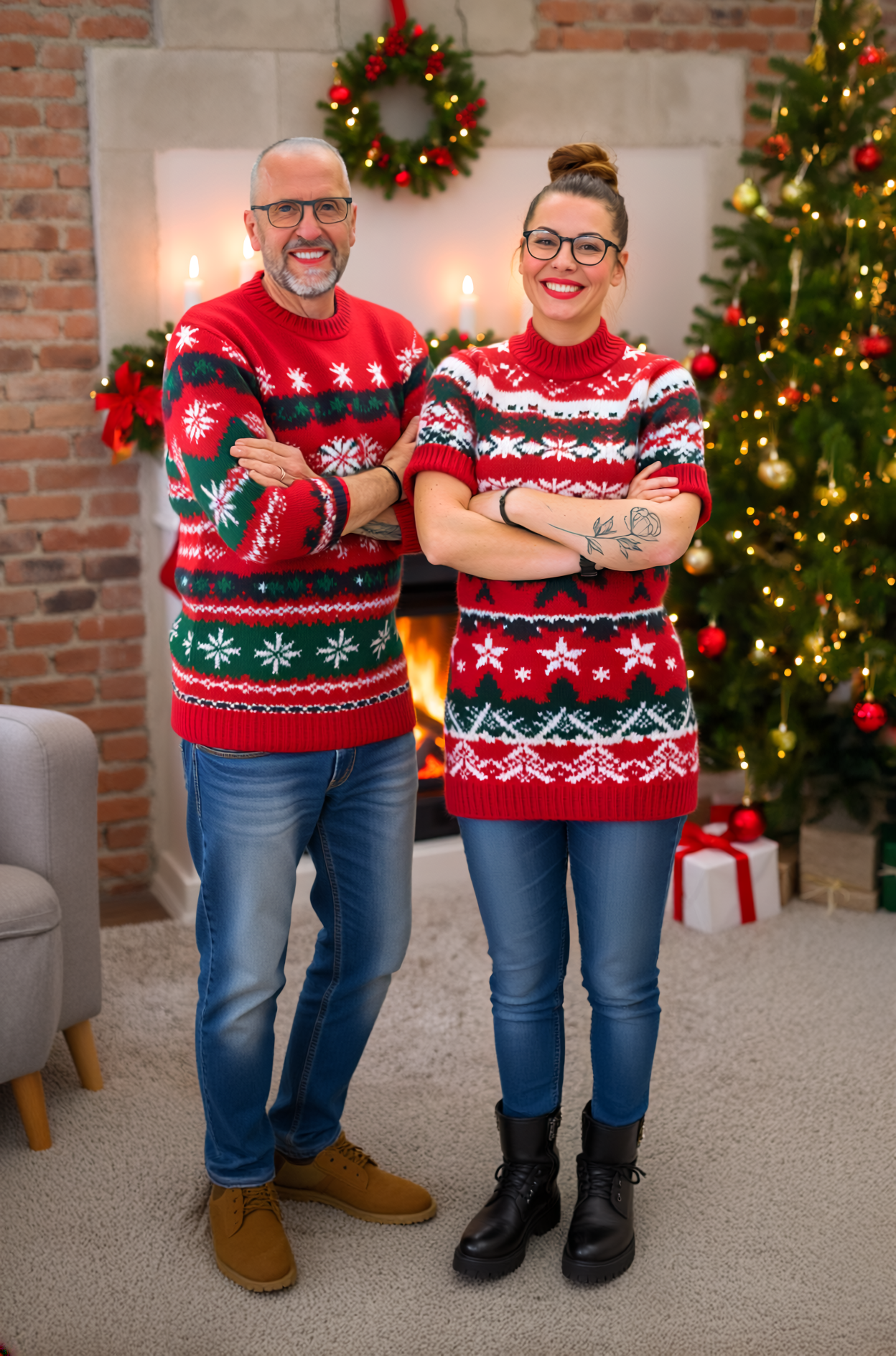 Fredholms team framför en julgran